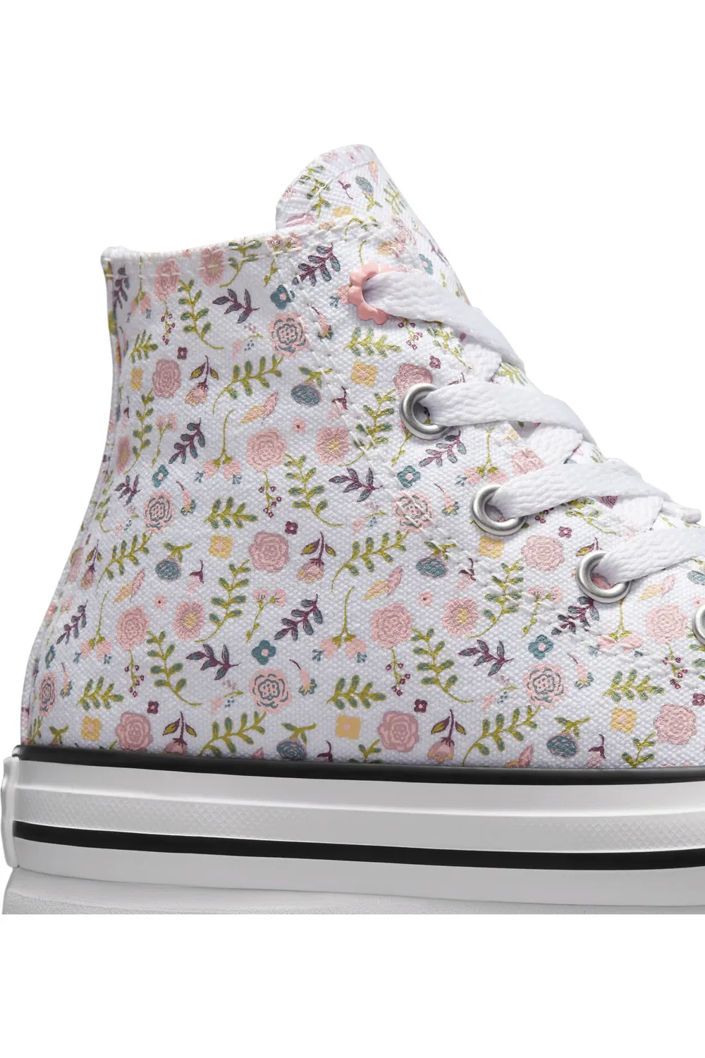Кеды детские высокие на платформе Chuck Taylor All Star EVA Lift Converse, White/Sunrise Pink — фото 4