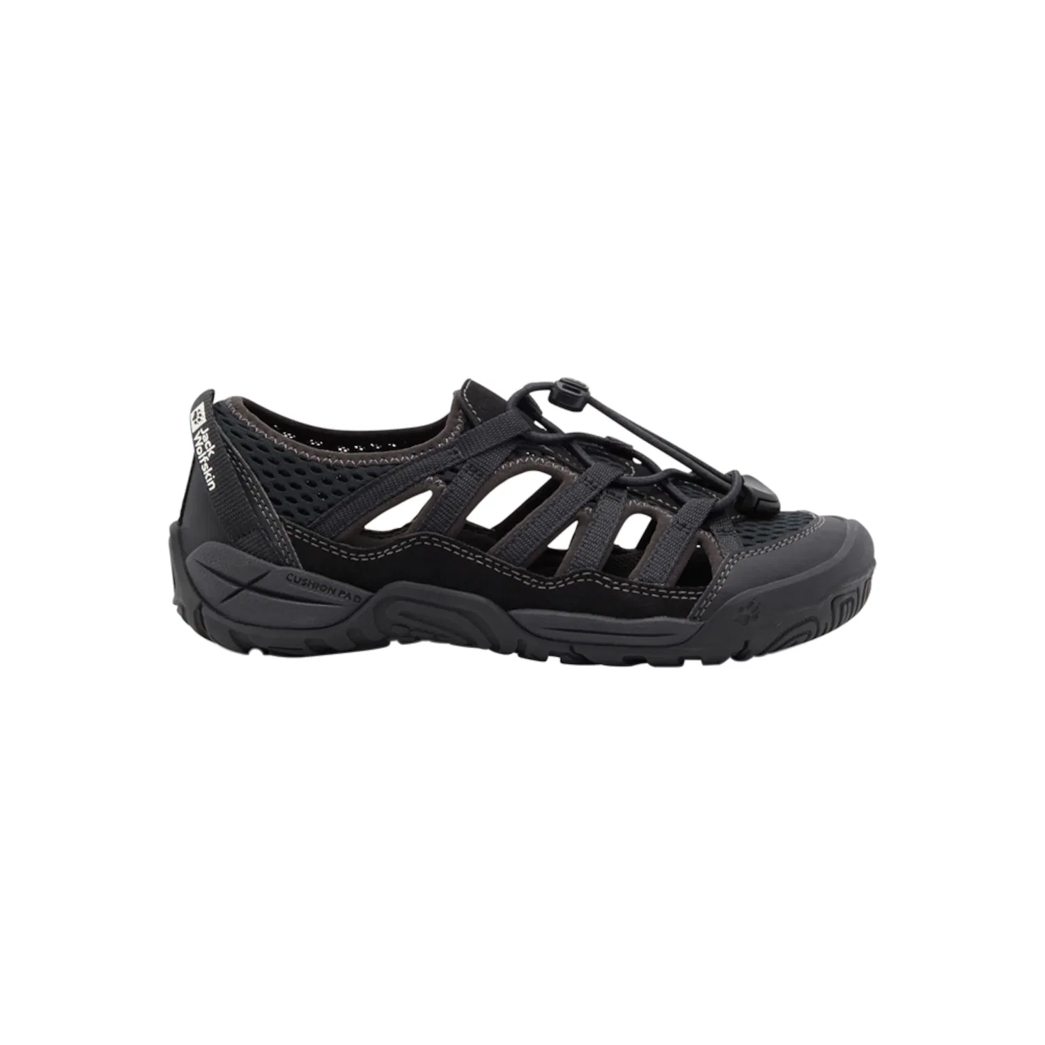 Детские открытые сандалии с быстрой шнуровкой Jack Wolfskin, Black