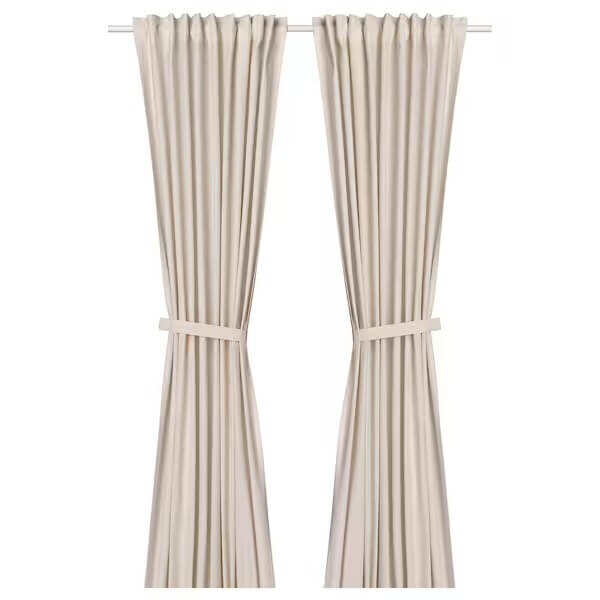 Шторы с подхватами Ikea Lenda, 140х250 см, 2 штуки, кремовый