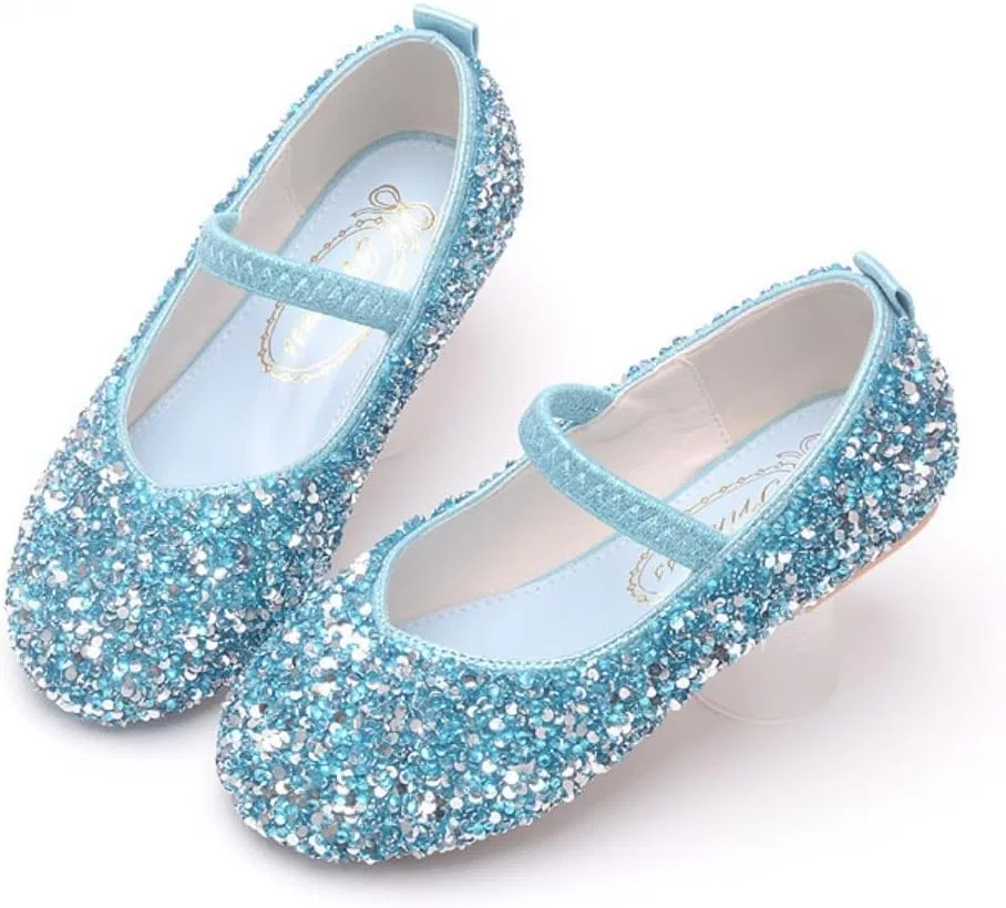 Детские балетки для девочек с блестками Mary Jane GOJERP, Blue — фото 4