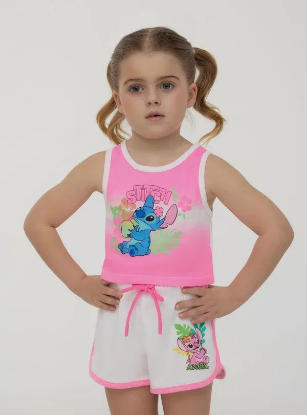 Топ с принтом Stitch printed Terranova, Rosa Barbie Chiaro, светло-розовый — фото 2
