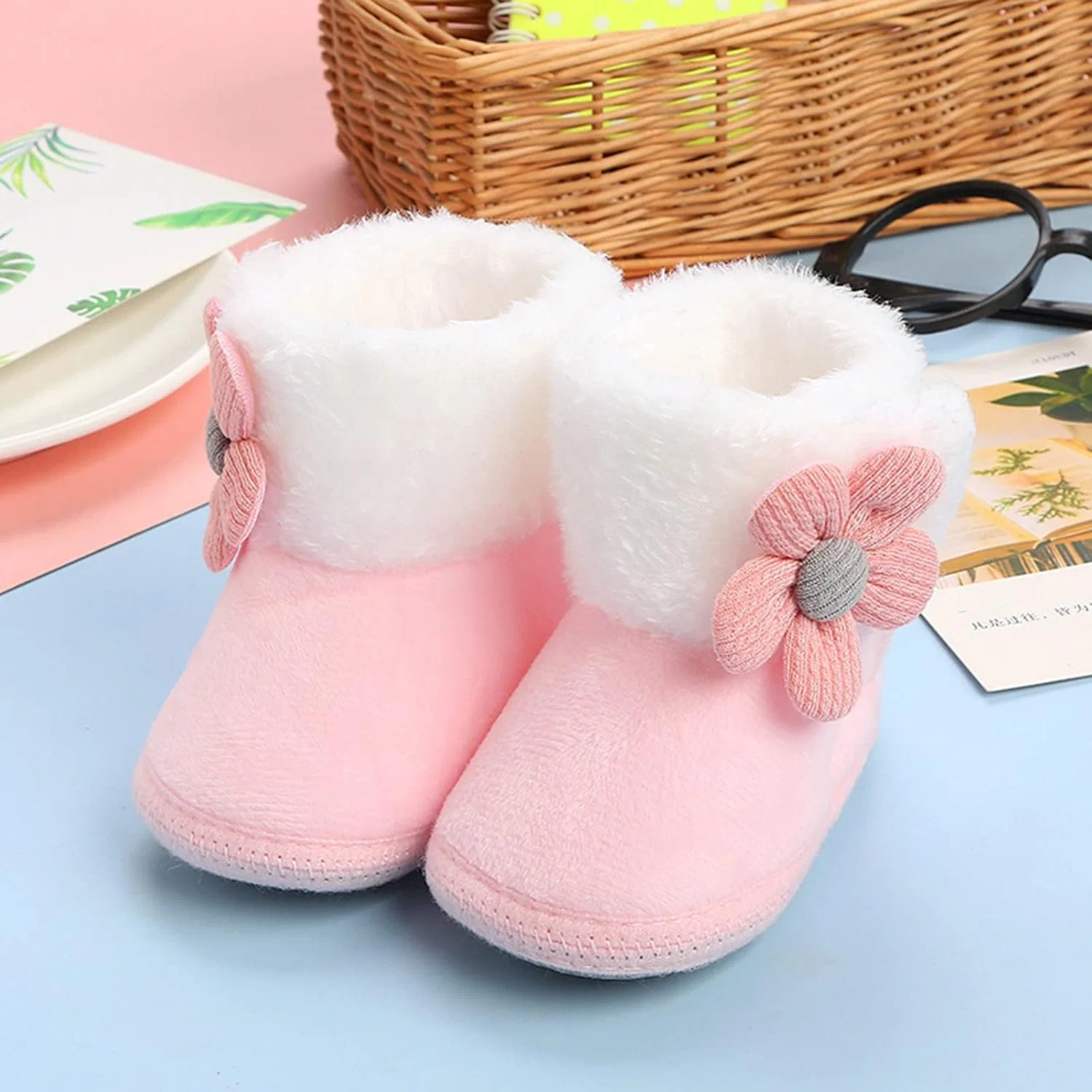Детские ботинки для девочек с утеплённой подкладкой, модель Warm Fuzzy Lined Soft Boots, Pink — фото 4