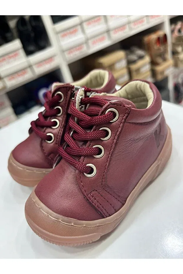 Детские ботинки для девочек кожаные Nuh Kids, Burgundy — фото 4