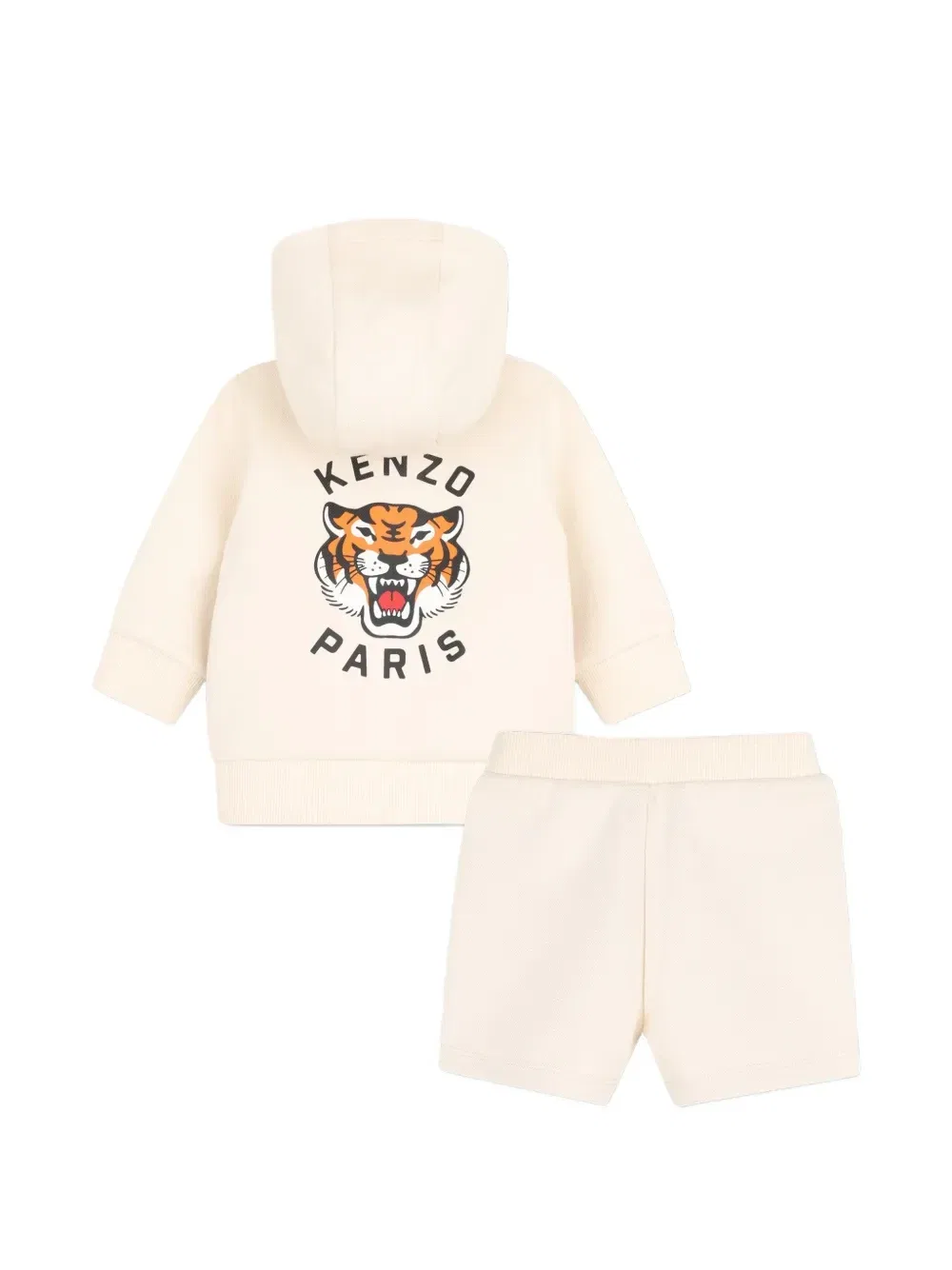 Комплект Tiger из худи и шортов Kenzo Kids, бежевый — фото 2