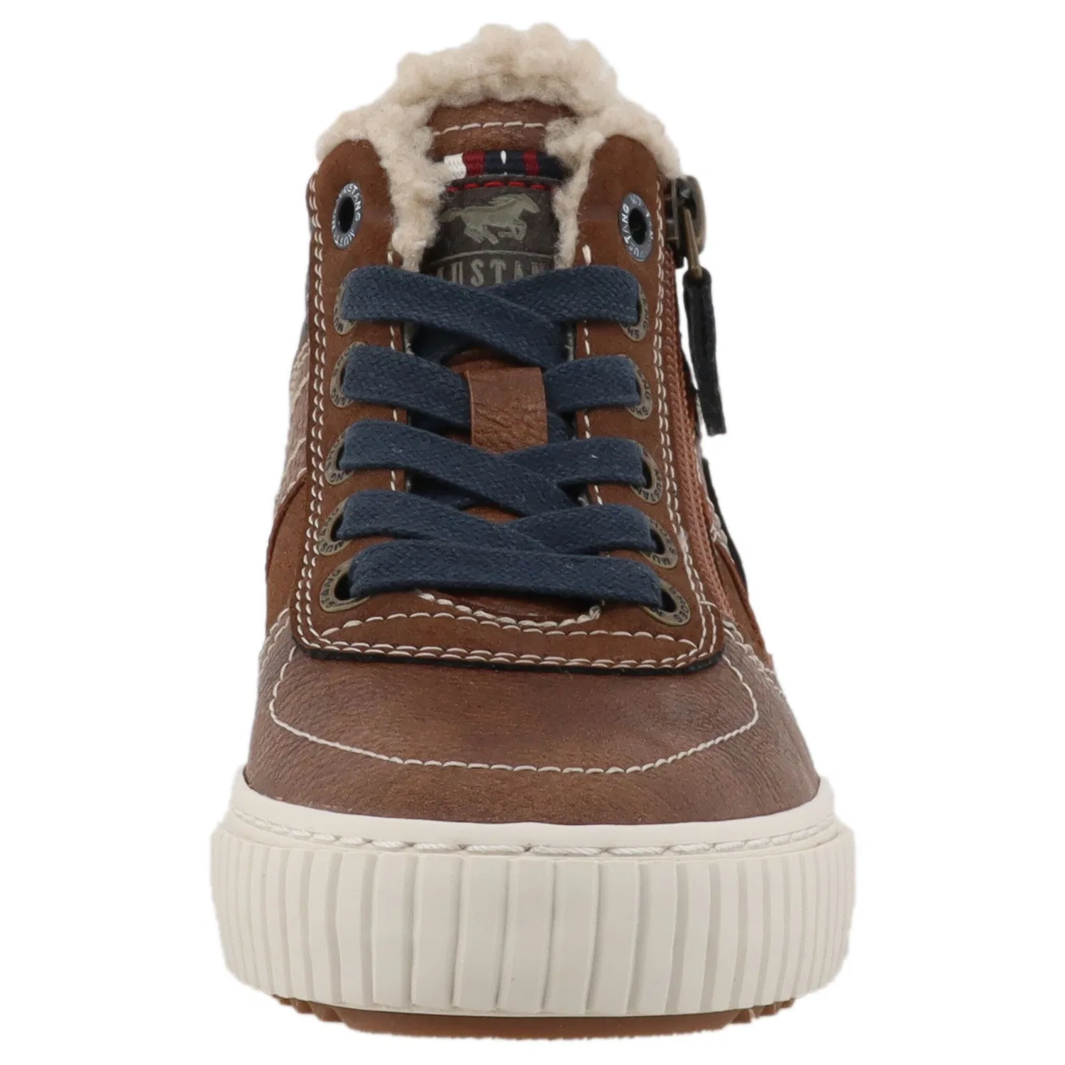 Детские высокие кроссовки-ботинки с контрастными элементами Mustang Shoes, Brown — фото 4