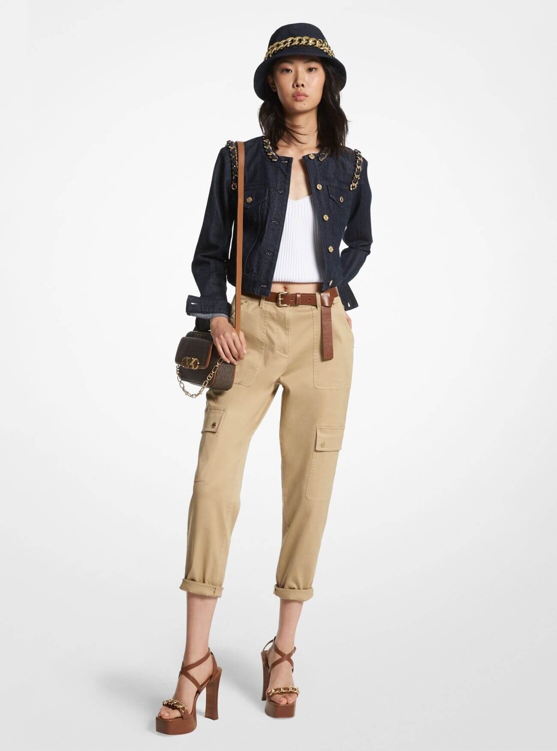 

Брюки Michael Michael Kors Stretch Organic Cotton Cargo, хаки