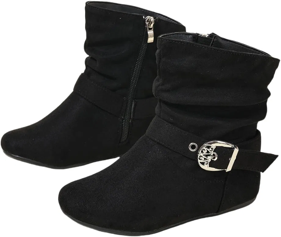 Детские сапоги для девочек с боковой молнией Auhoho, Black