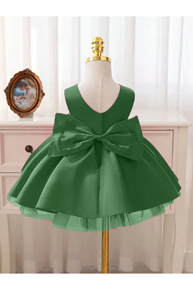 Детское платье для девочек сатиновое Madyabutik, Emerald Green — фото 2