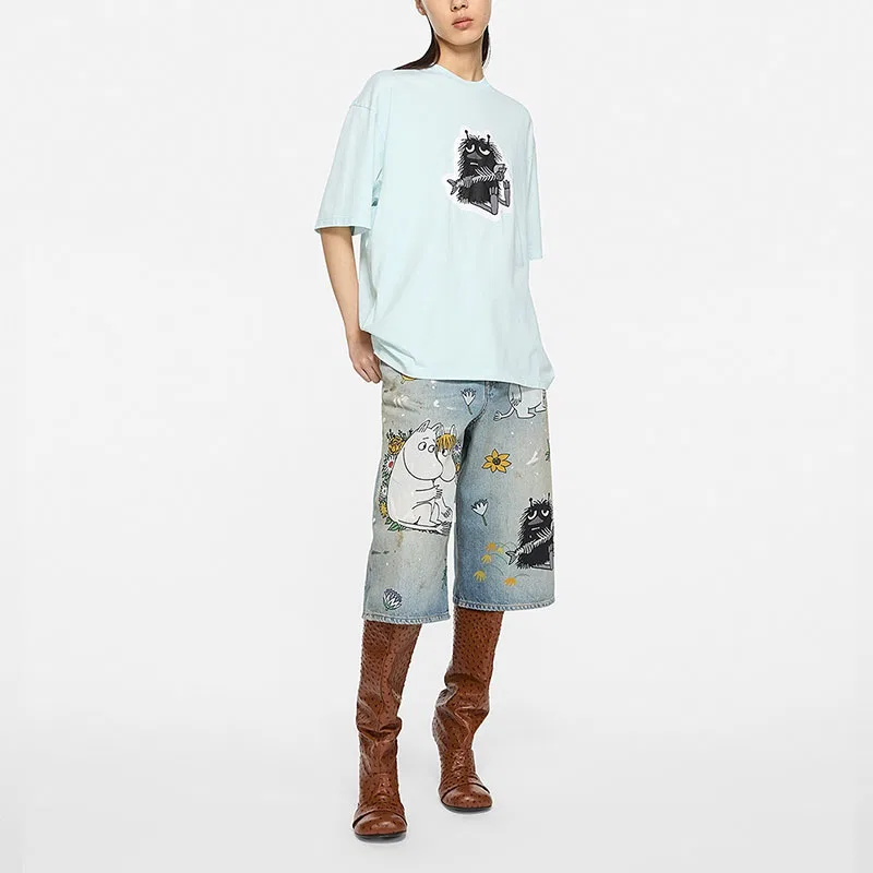 Женская футболка с принтом Acne Studios, Light Blue — фото 4
