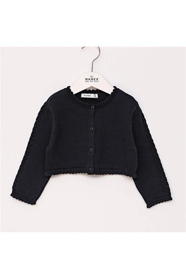 Детский укороченное вязаное кардиган для девочек Wanex, Navy Blue — фото 2