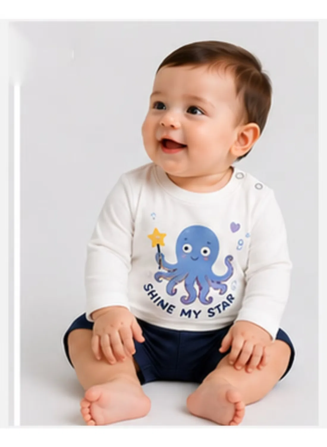Комплект футболка с длинным рукавом и шорты с кулиской Shine My Star Nuego, белый — фото 2