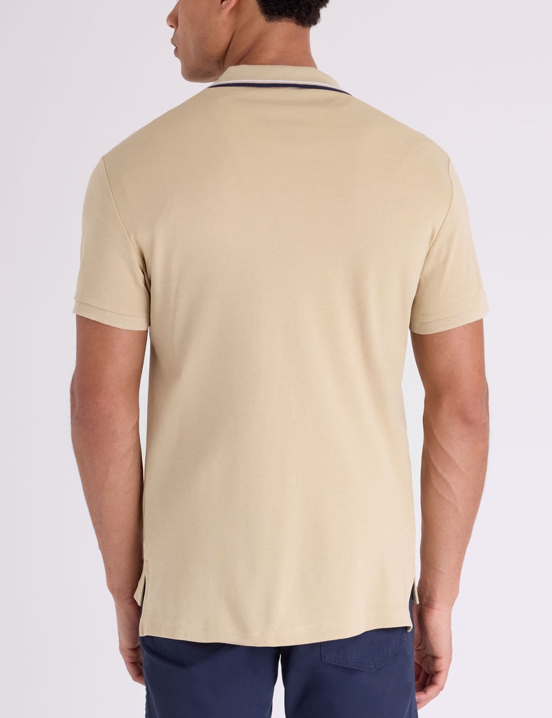Футболка-поло U.S. Polo Assn Slim Fit Tipped Interlock, хаки — фото 2