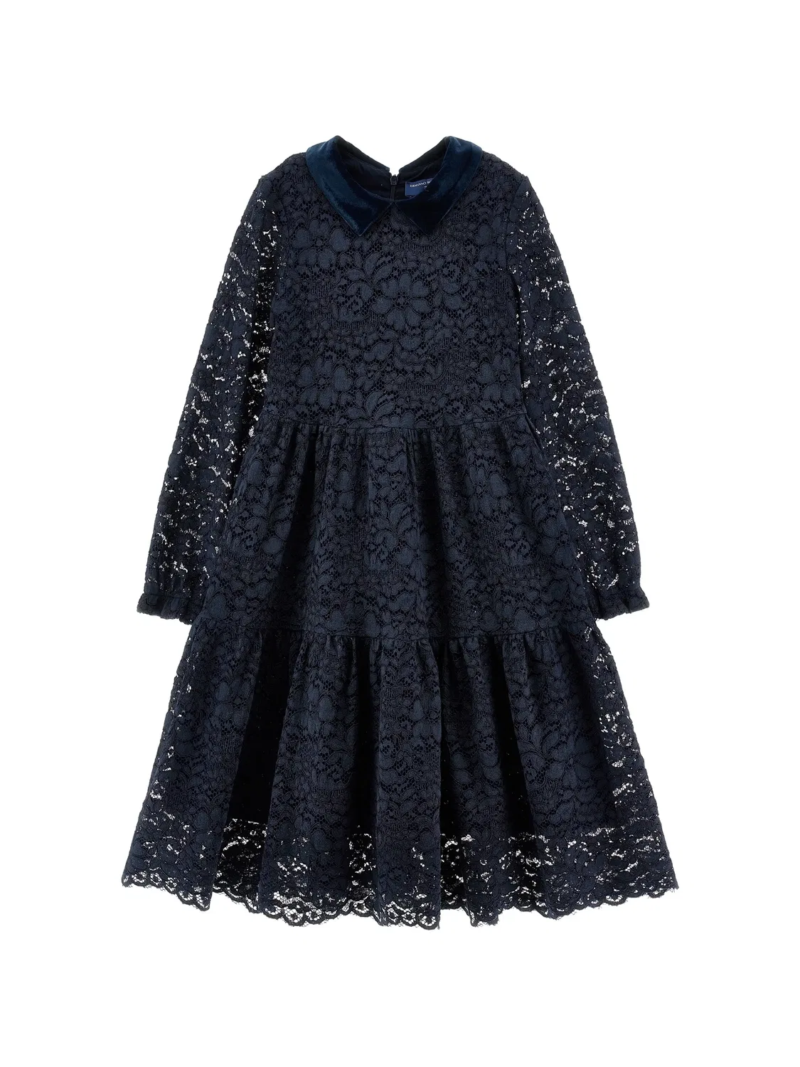 Многоярусное платье с цветочным кружевом Ermanno Scervino Junior, синий