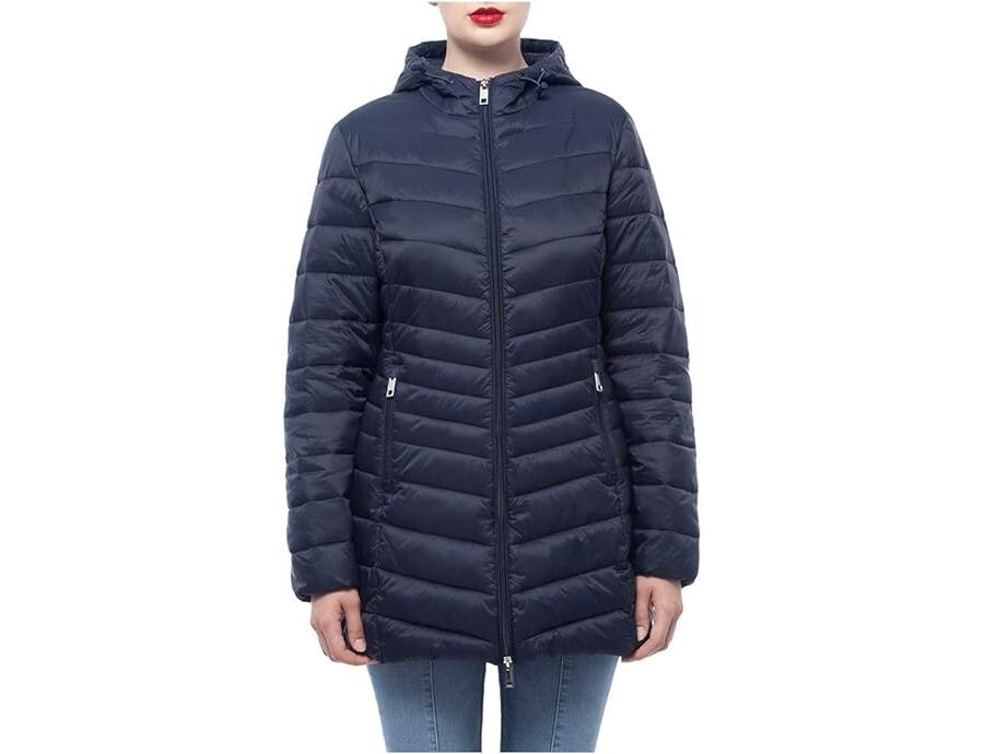 

Куртка Rokka&Rolla Women's Lightweight Packable Water-Resistant Hooded Winter Long, темно-синий