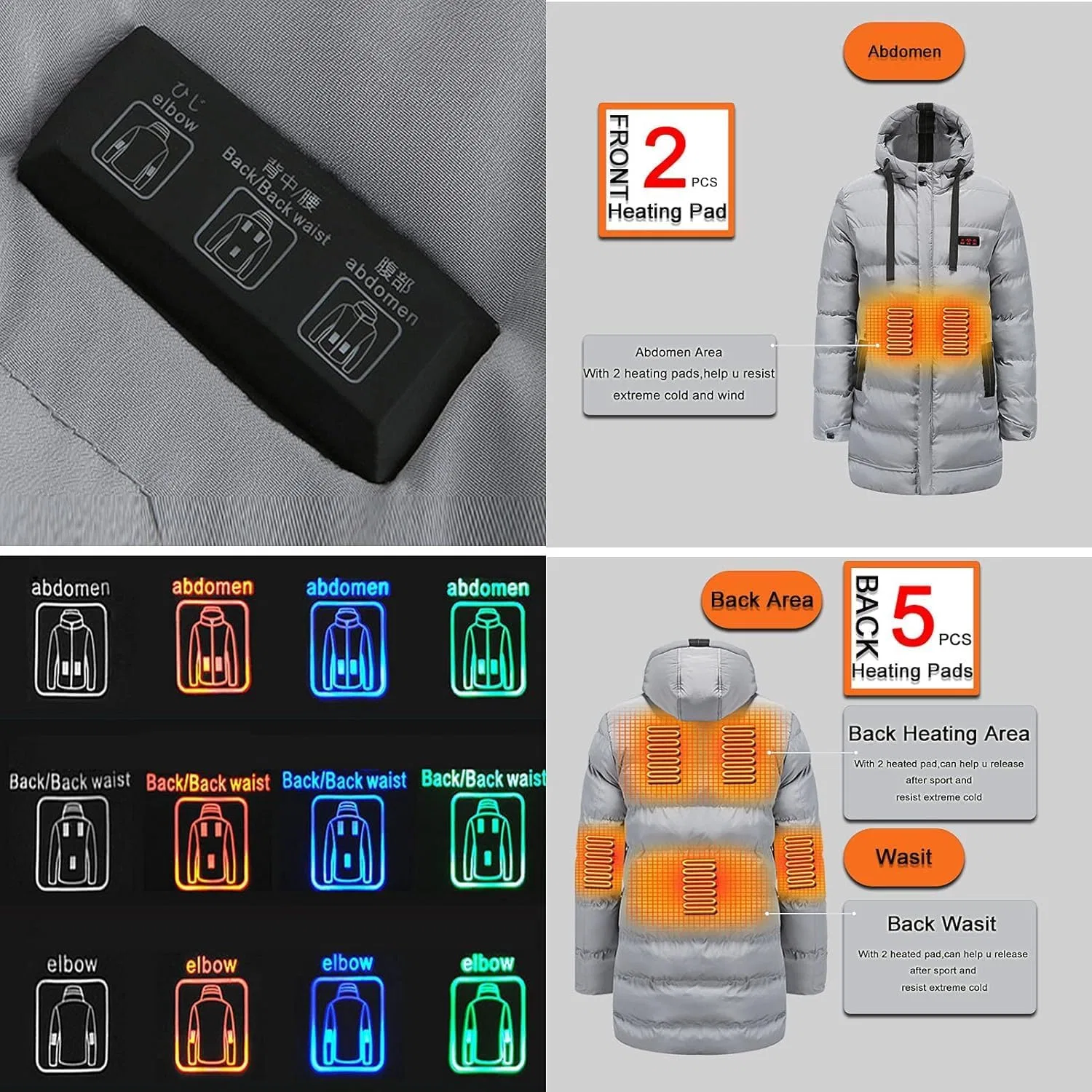 Мужская куртка с подогревом, с тремя уровнями температуры, Charging Heated Jacket, чёрный — фото 4