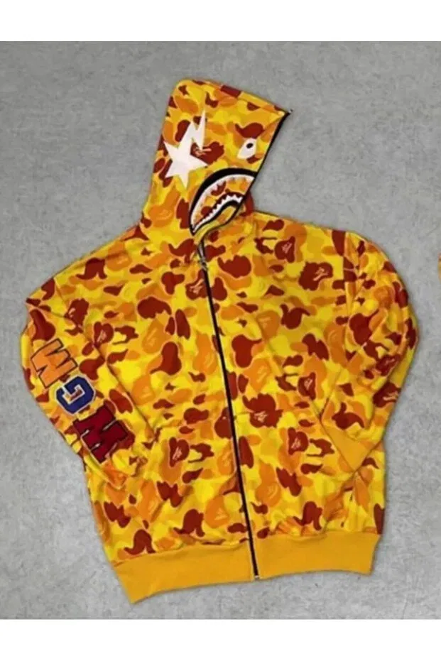 Детский кардиган с капюшоном и принтом bape papçi full zipper hooded cardigan pubg Axxan, Sarı