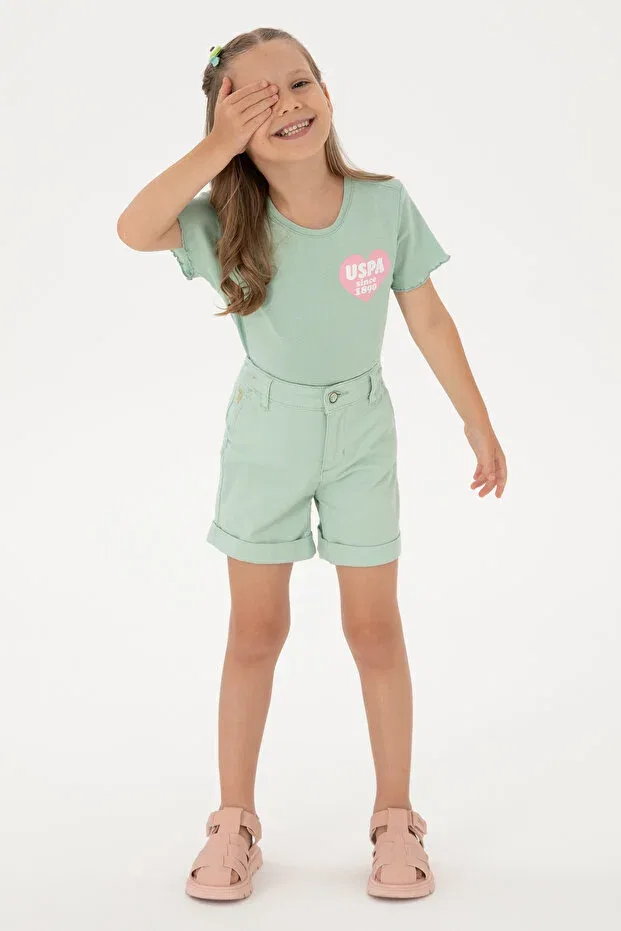 Детские шорты для девочек с карманами U.S. Polo Assn., Water Green — фото 2