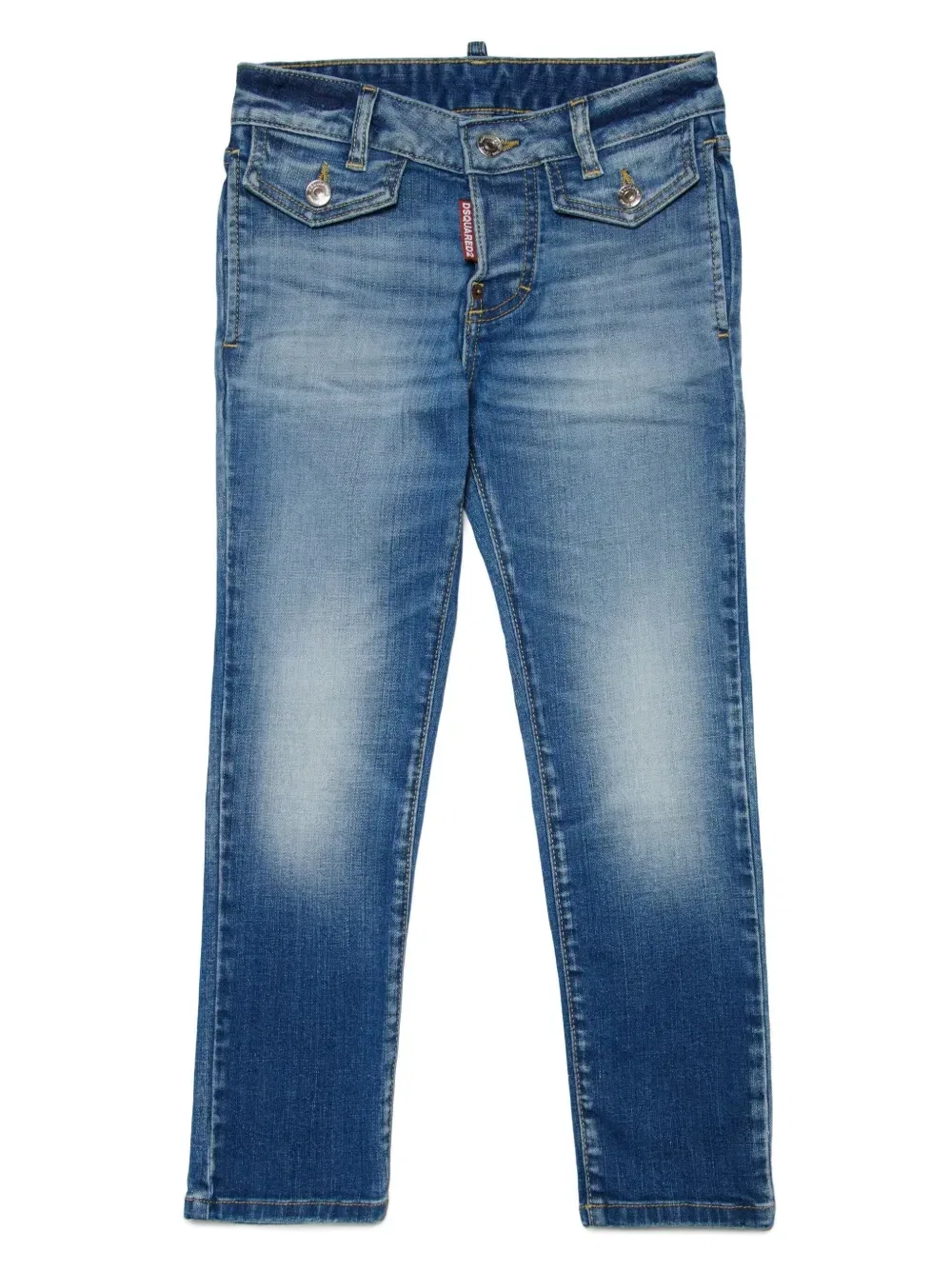 Узкие джинсы с вышитым логотипом Dsquared2 Kids, синий