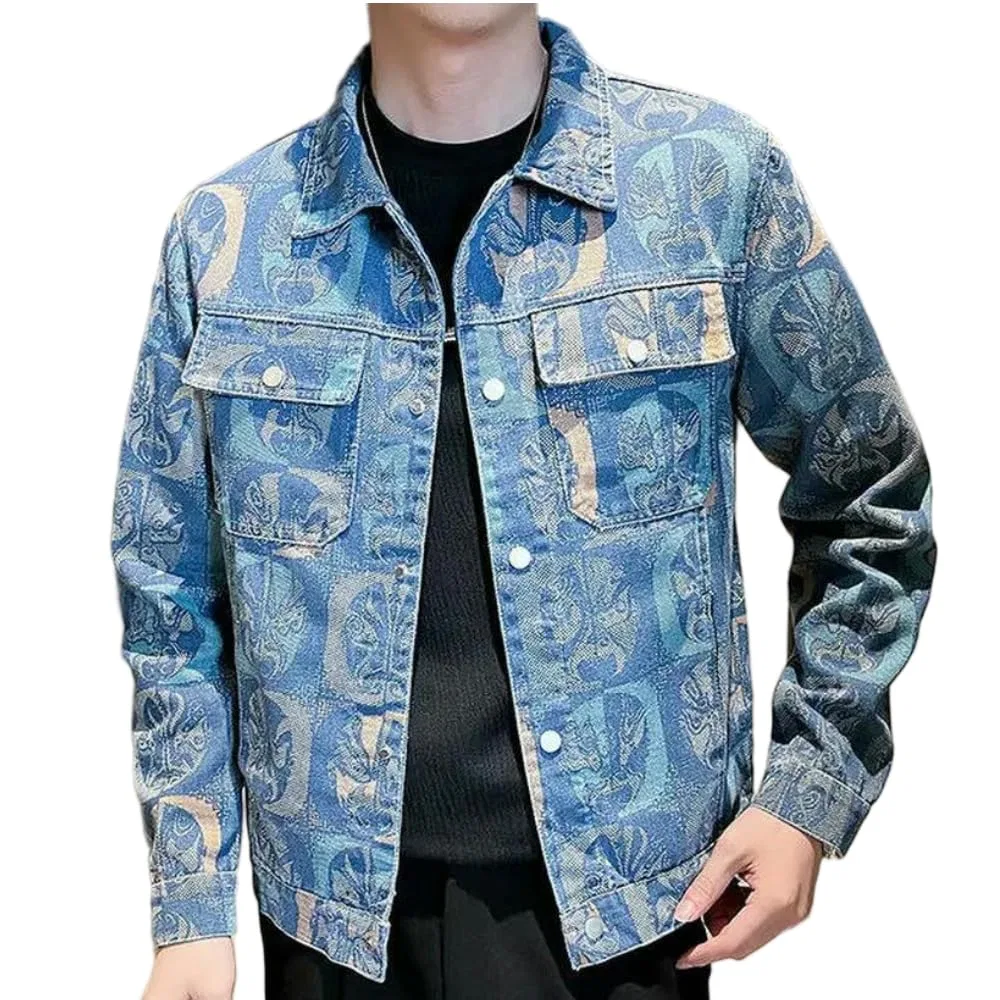 Мужская джинсовая куртка с принтом JCVBN, 603 blue