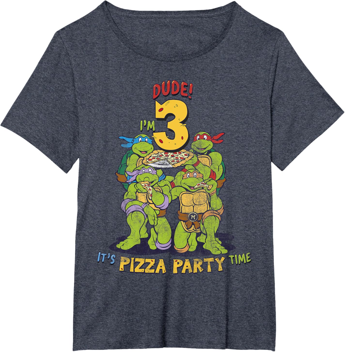 

Женская футболка Teenage Mutant Ninja Turtles I'm 3 Dude Pizza Birthday Party, Plus Size, синий вереск