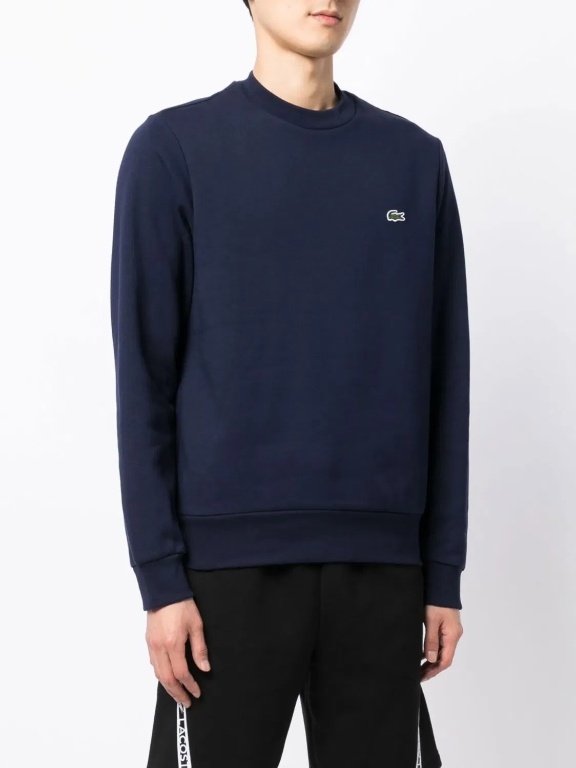Свитшот с лейблом из хлопка Lacoste, темно-синий — фото 3