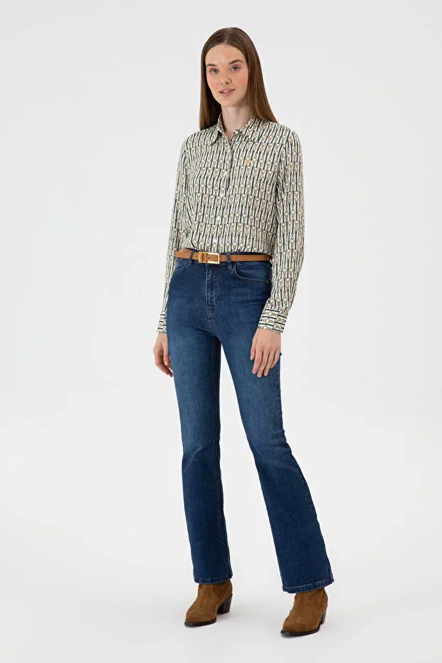 Женские джинсы с принтом slim flare U.S. Polo Assn., Dark Blue — фото 3