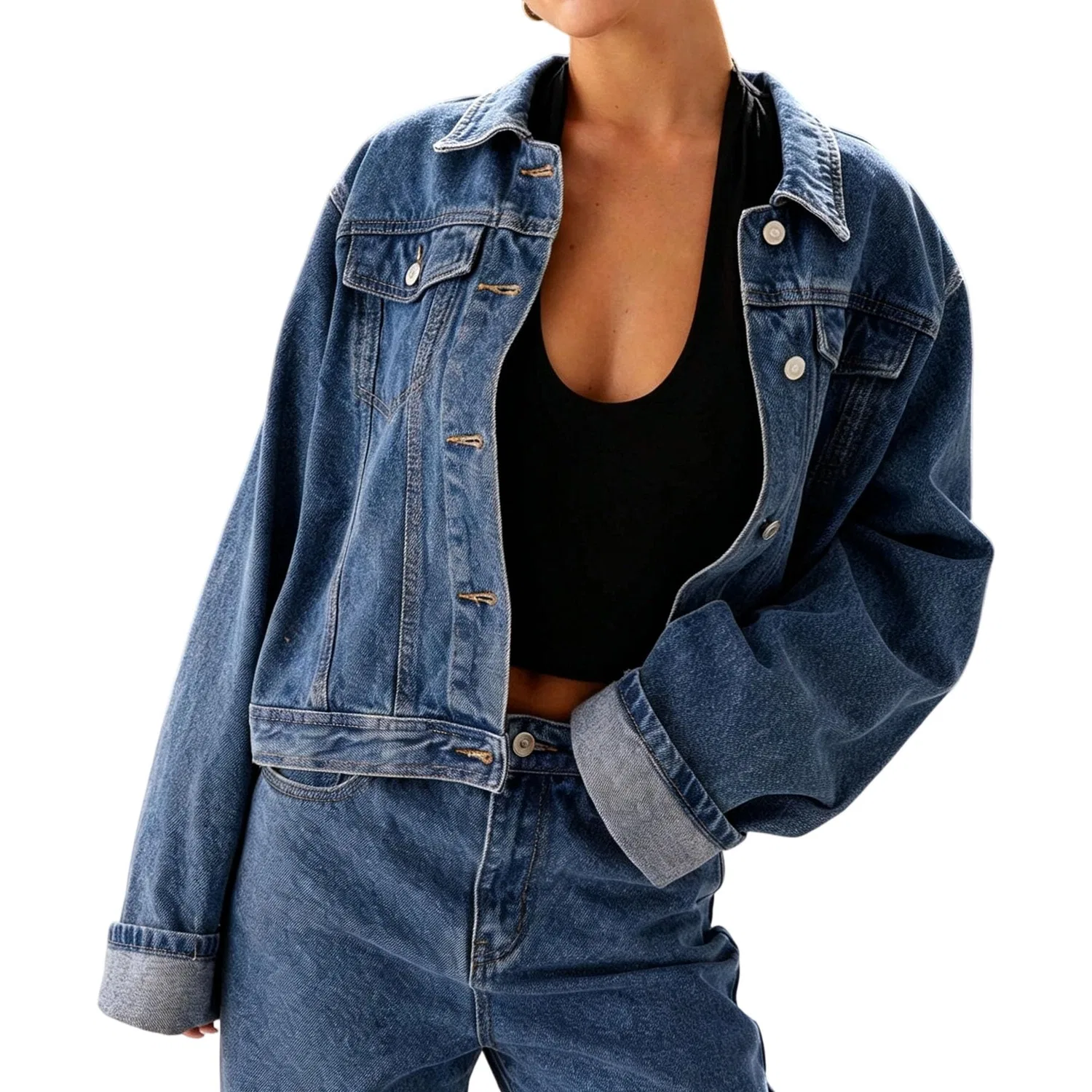 Женская джинсовая куртка oversize в стиле тракер, Blu