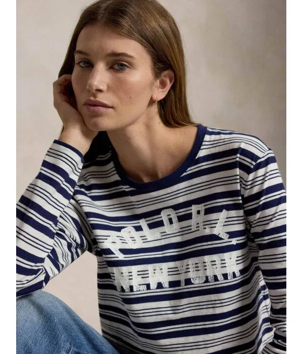 Женская блузка с длинным рукавом Polo Ralph Lauren, Blu Marino — фото 4