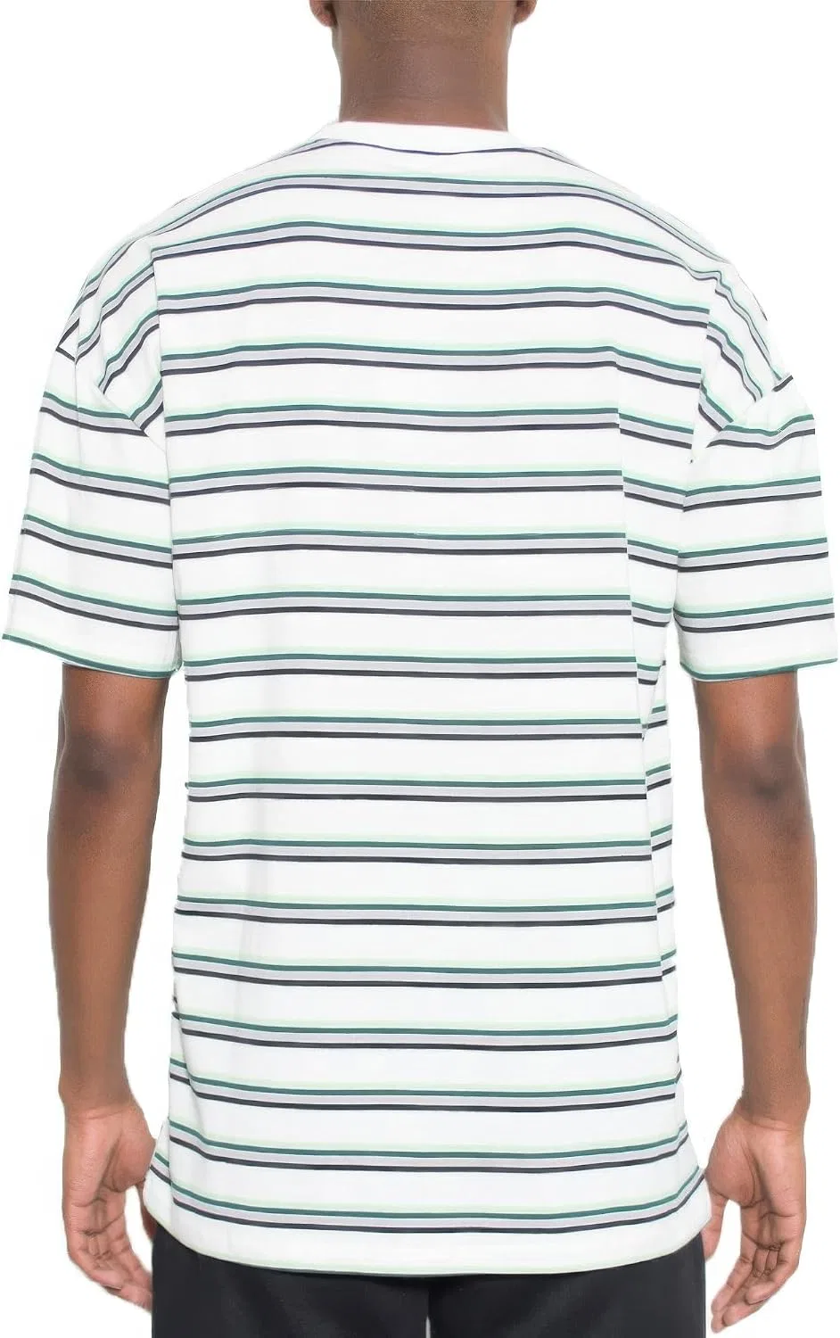 Мужская футболка с полосками Striped Round Neck Tshirt, White — фото 4
