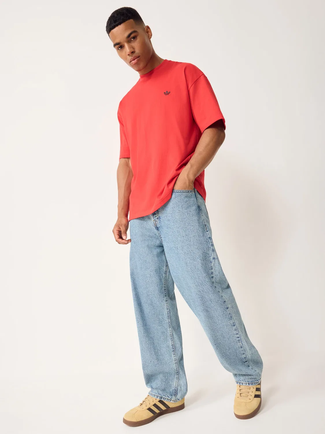 Футболка свободная Trefoil Essentials, adidas Originals, красный — фото 2