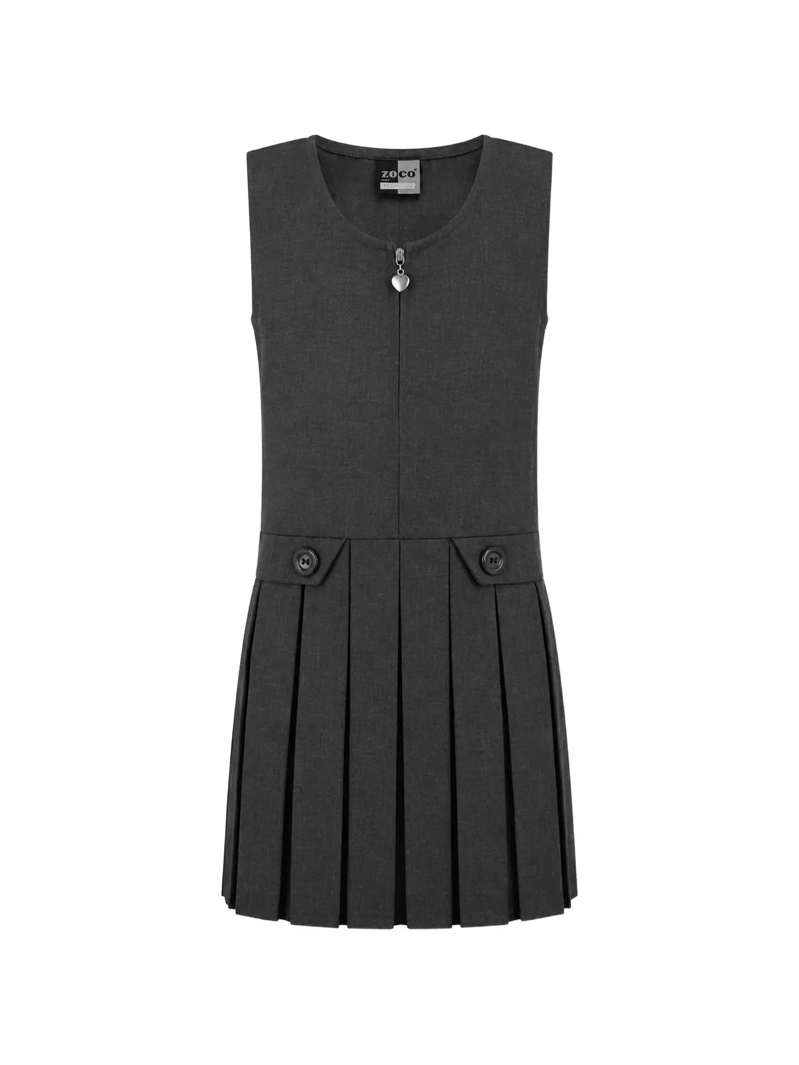 Плиссированное платье с застежкой-молнией спереди Zeco Schoolwear Kids, серый