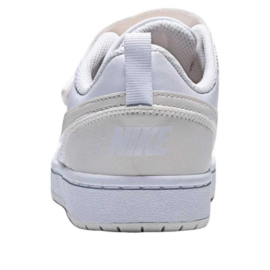 Детские кроссовки с кожаным верхом Court Borough Low 'White Shimmer Chalk White' Nike, White/Shimmer/Chalk White — фото 4