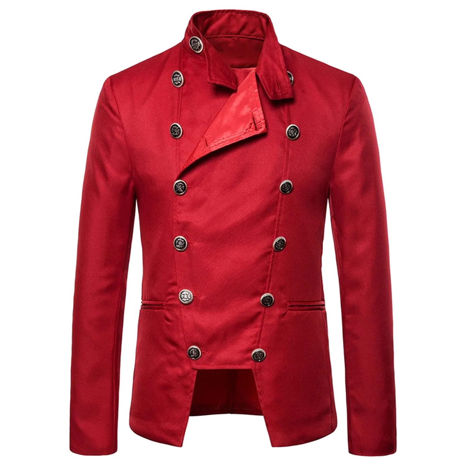 Мужское длинное пальто с принтом Steampunk, Red