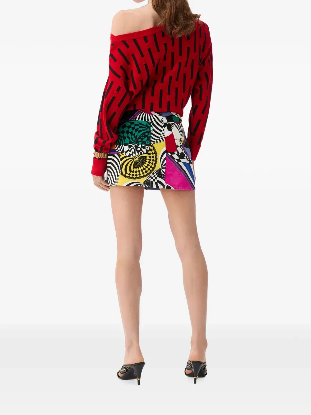Мини-юбка из бархата Versace, черный — фото 3