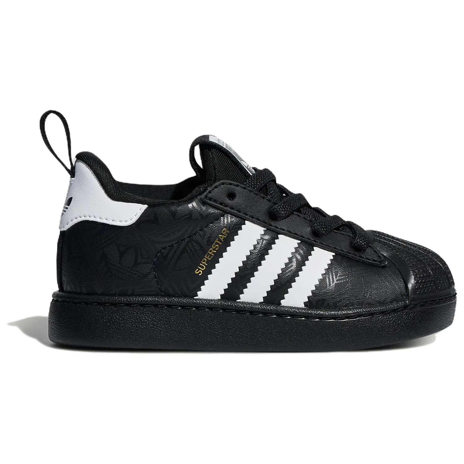 Детские кроссовки для малышей с закрытым носком Adidas Originals SUPERSTAR, Black/White/Gold — фото 3