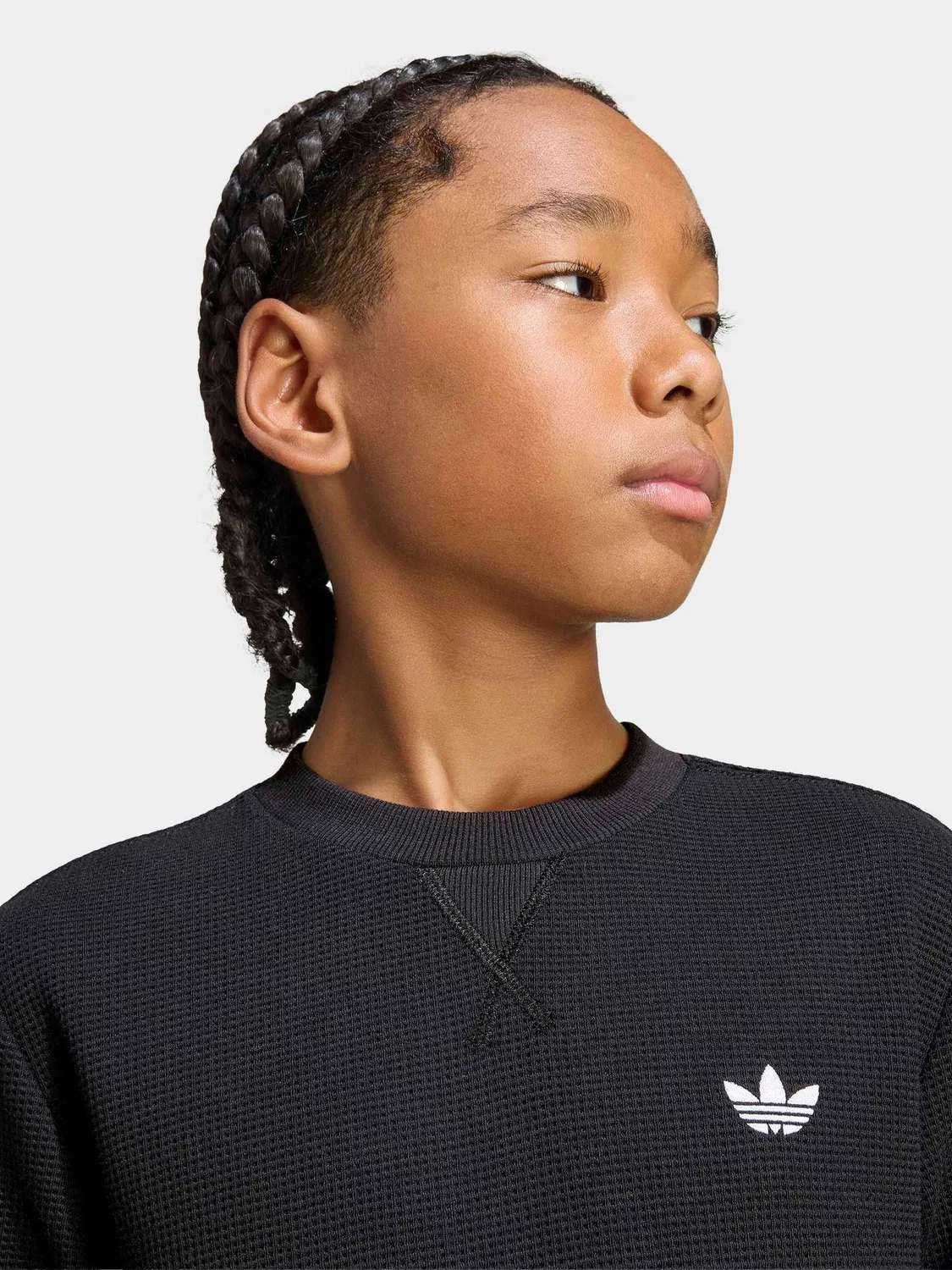 Футболка с вафельным узором Regular Waffle Longsleeve, adidas Originals, черный — фото 4