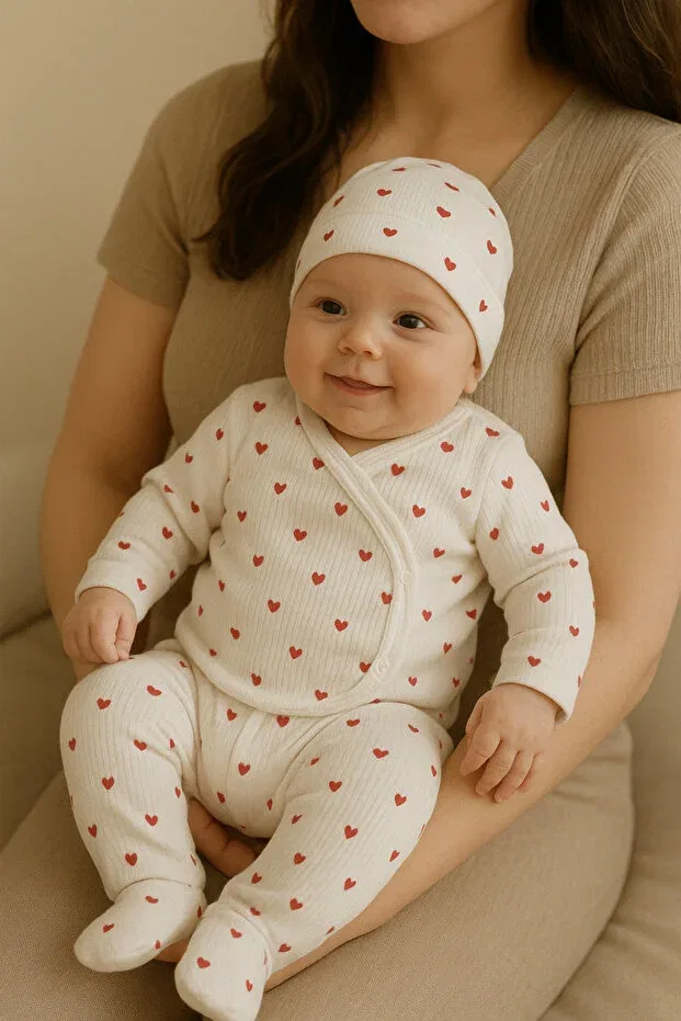 Детский комплект из 3 предметов для новорожденных Anne Dokunuşu Gibi Kuzum Bebe, Red3heart