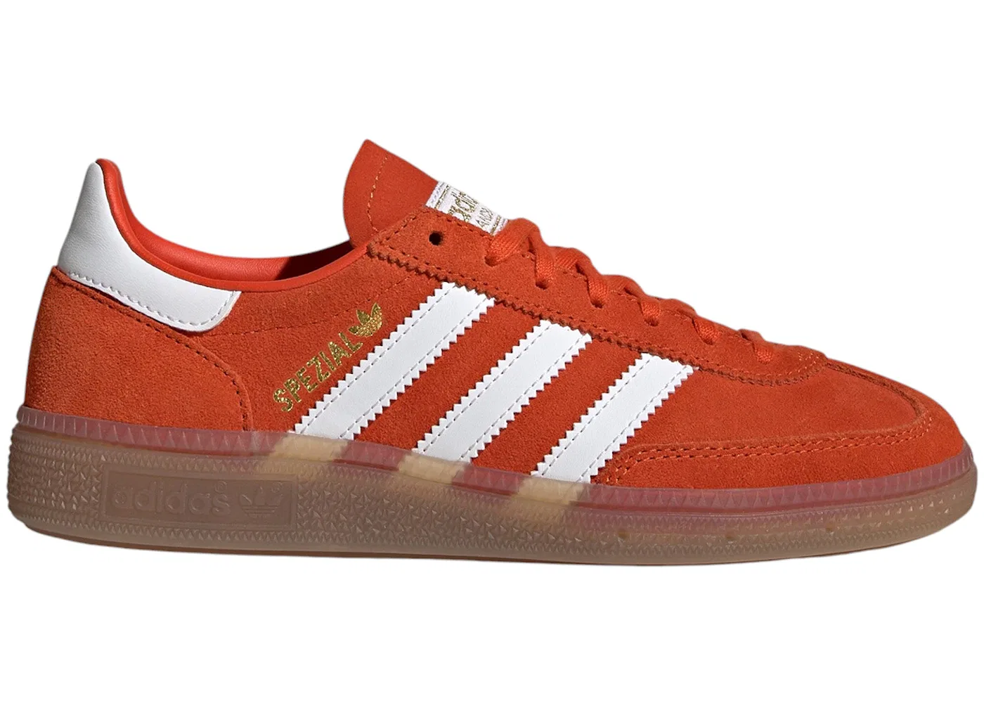 Детские кроссовки для мальчиков с замшевыми вставками Adidas Handball Spezial, Collegiate Orange/Non Dyed/Gum