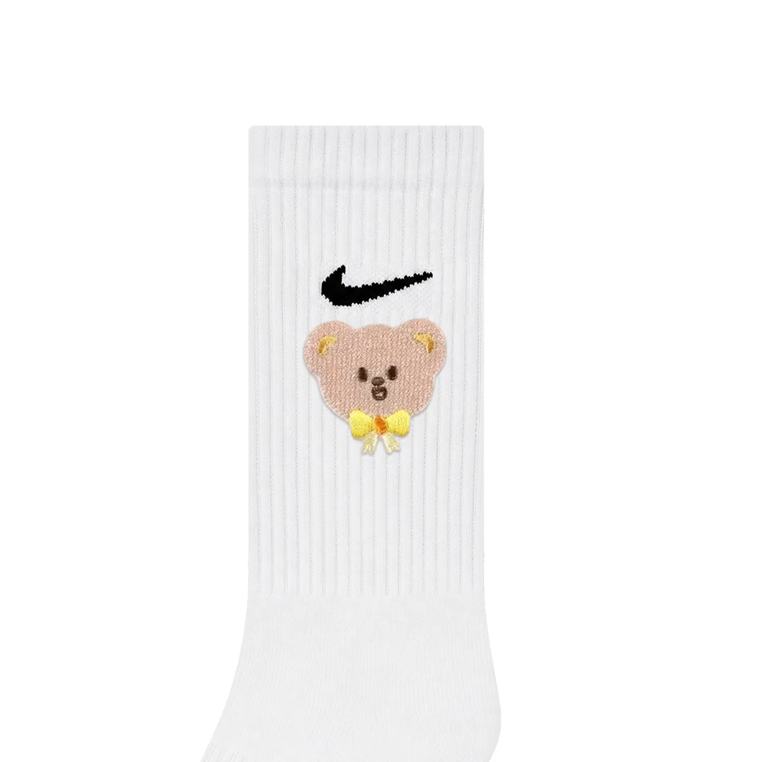Детские носки с умеренной эластичностью, комплект из 3 пар, Classical Style White, Embroidered-Macaron Tricolor Avatar Bear, Nike — фото 3