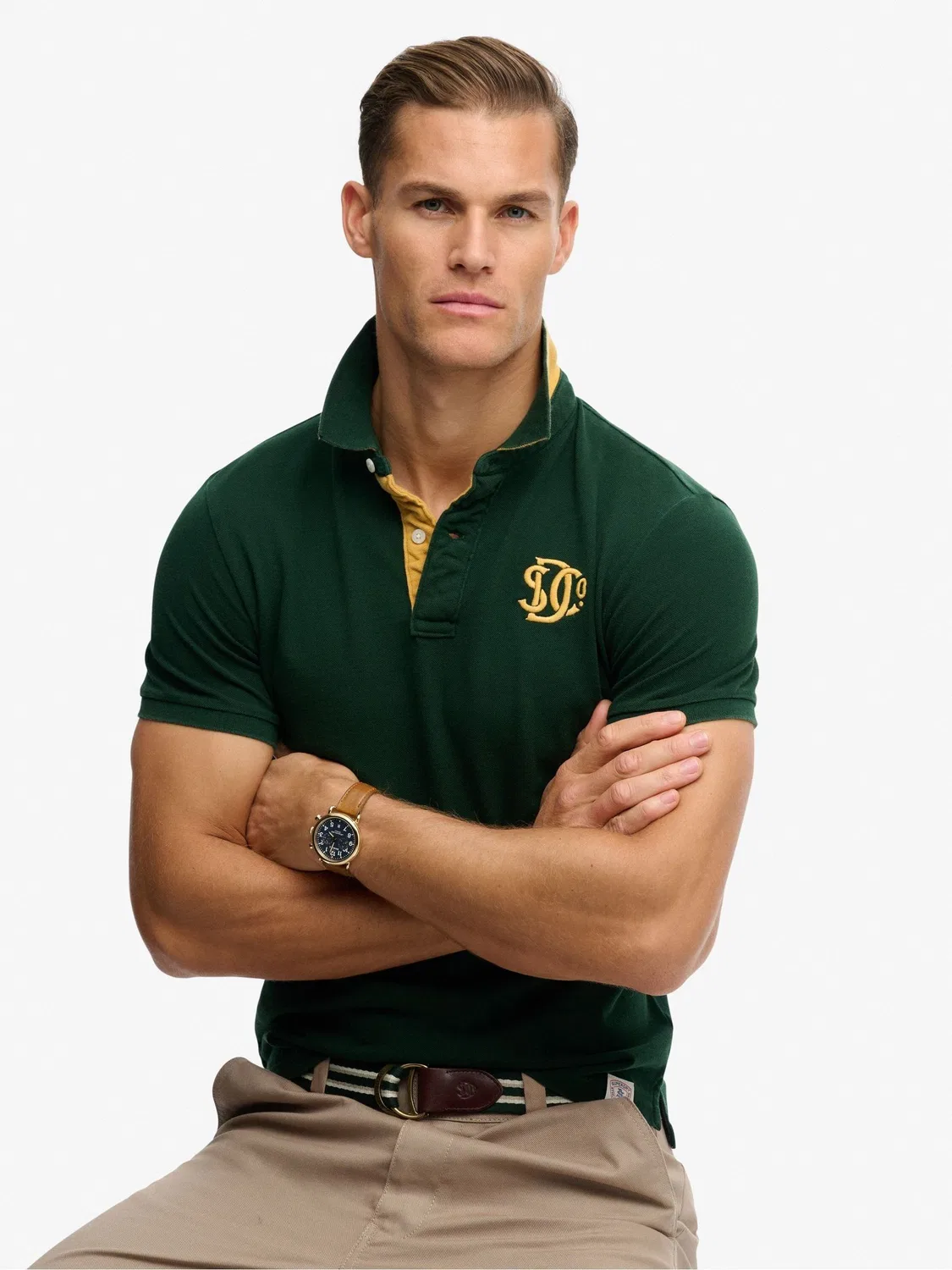 Поло Monogram, свободный крой Superdry, зеленый