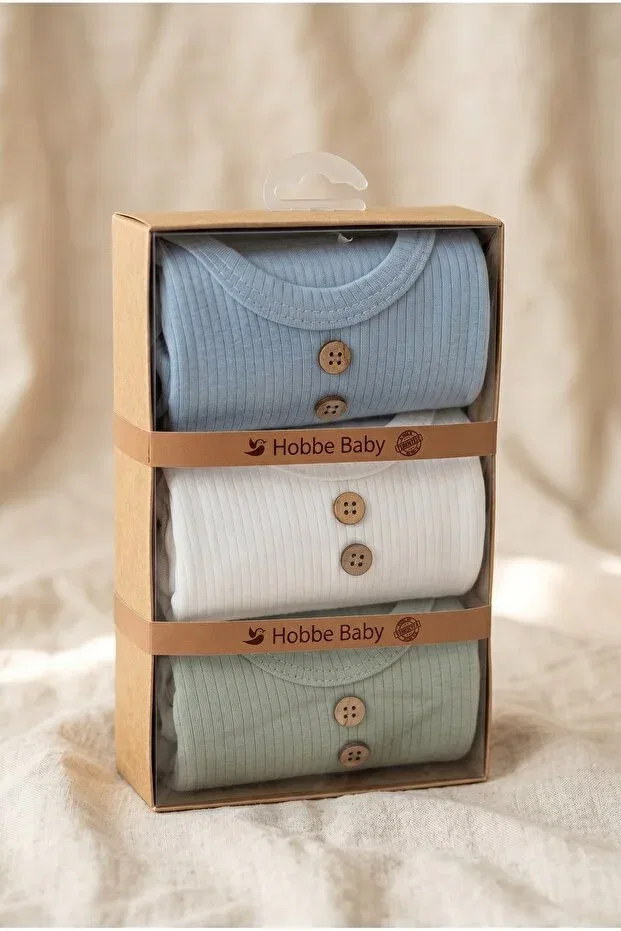 Детское боди-комплект из 3 штук с принтом Hobbe Baby, Combination-2