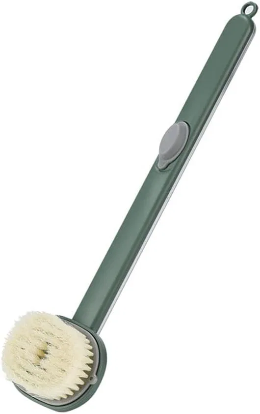 Щетка для душа с длинной ручкой, дозатором мыла, Generic, Green