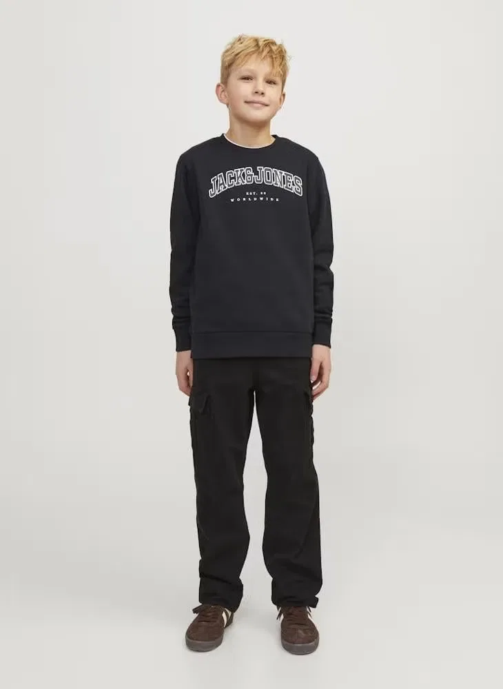 Пуловер с логотипом, модель Youth Logo, Jack & Jones Junior, черный — фото 4