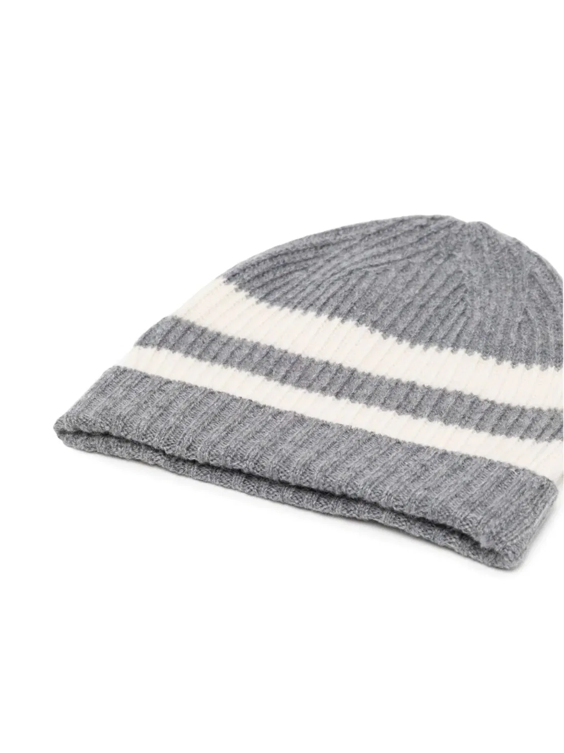 Полосатая кашемировая шапка Cashmere In Love, серый — фото 2