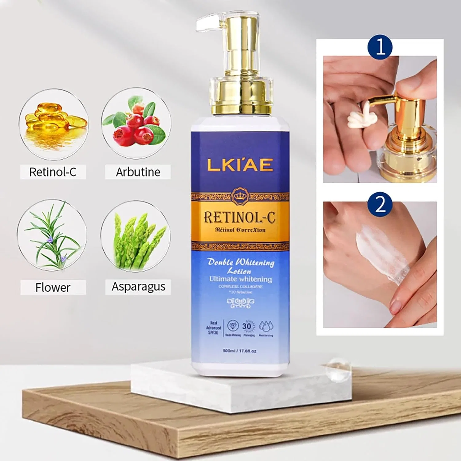 Лосьон для тела отбеливающий с ретинолом AILKE BOOST LUSTER, набор 3 шт, 500 мл, 3 Items — фото 3