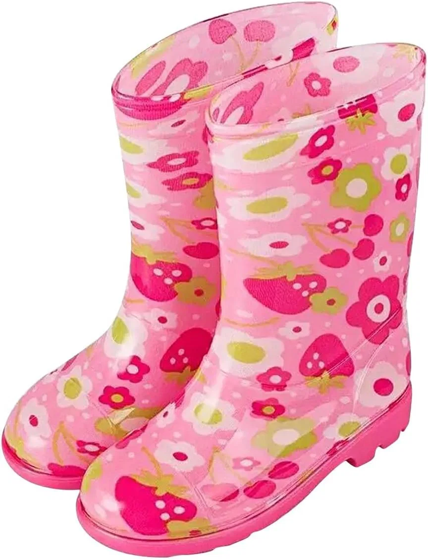 Детские сапоги резиновые с принтом для девочек, Hot Pink