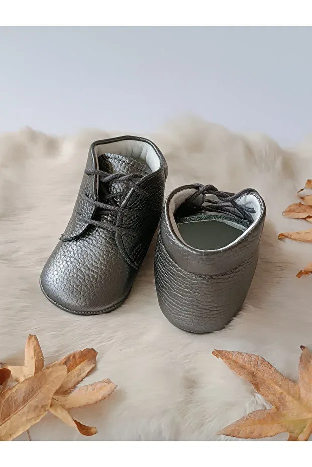 Детские пинетки для новорожденных кожаные Platinum Hodore, Platinum — фото 3