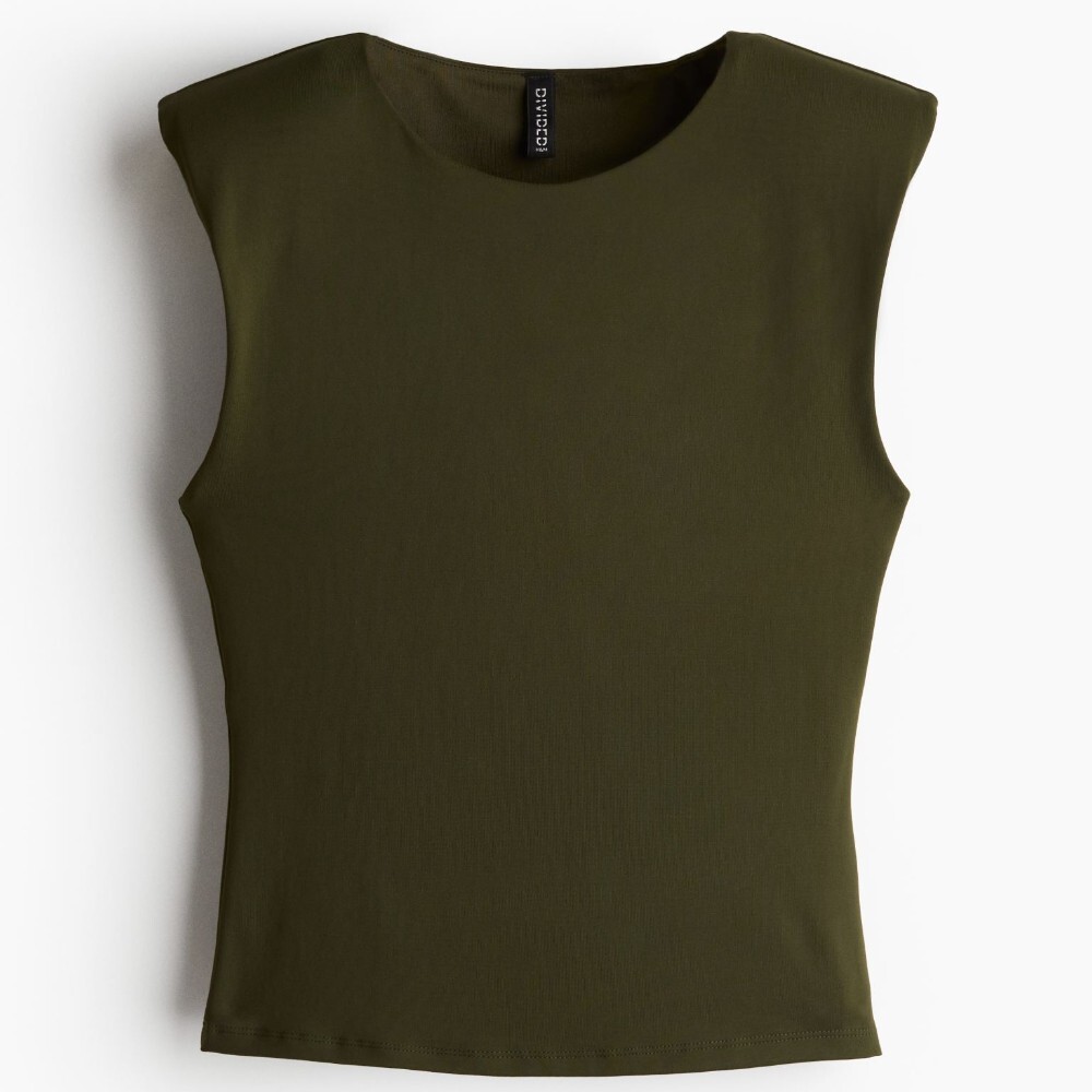 

Топ H&M Tank With Shoulder Pads, темно-зеленый