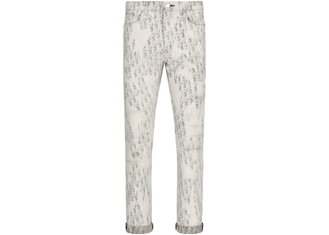 Мужские джинсы с принтом Dior Allover Dior Oblique Kasuri Denim Dior, White/Grey