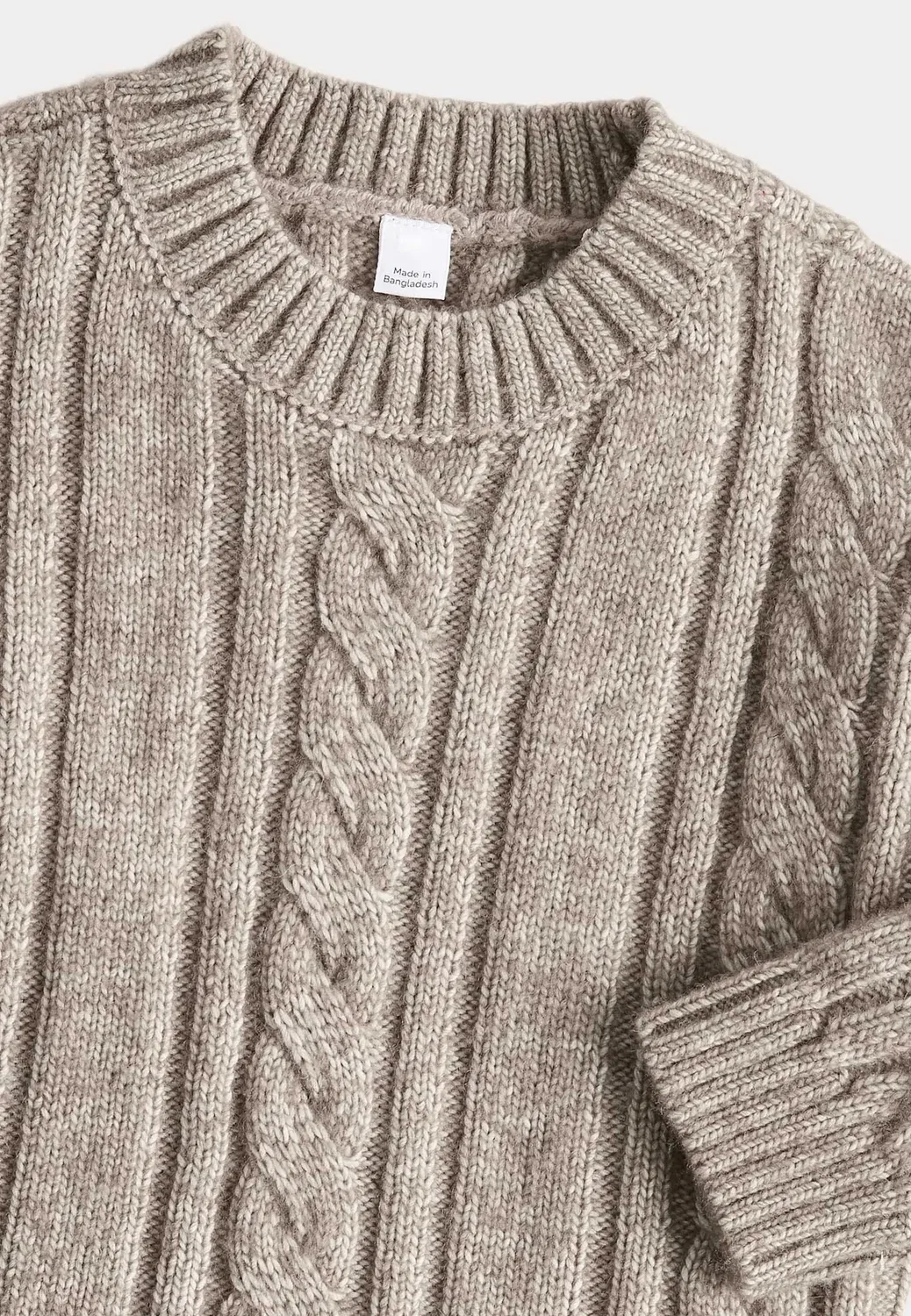 Вязаный свитер с косами. Унисекс Marks & Spencer, Oatmeal — фото 3